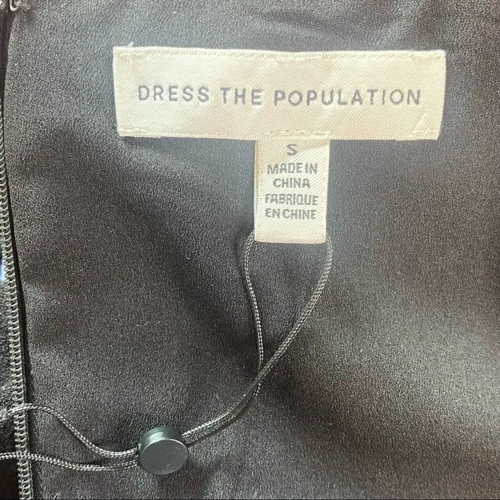 Dress The Population Giulia Sequin Bodice Crepe Sheath Dress Black Size S NWOT